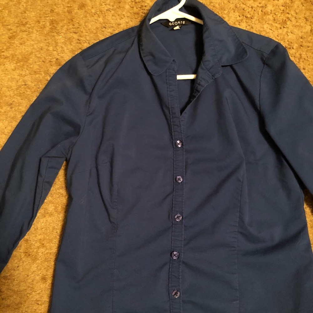 Sharp blue button up blouse
